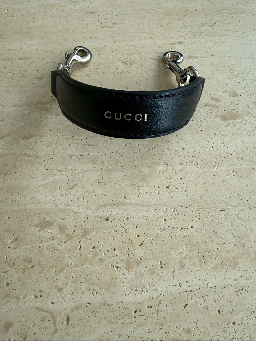 NWT Gucci Blue Leather Trolley Strap With Silver Hardware